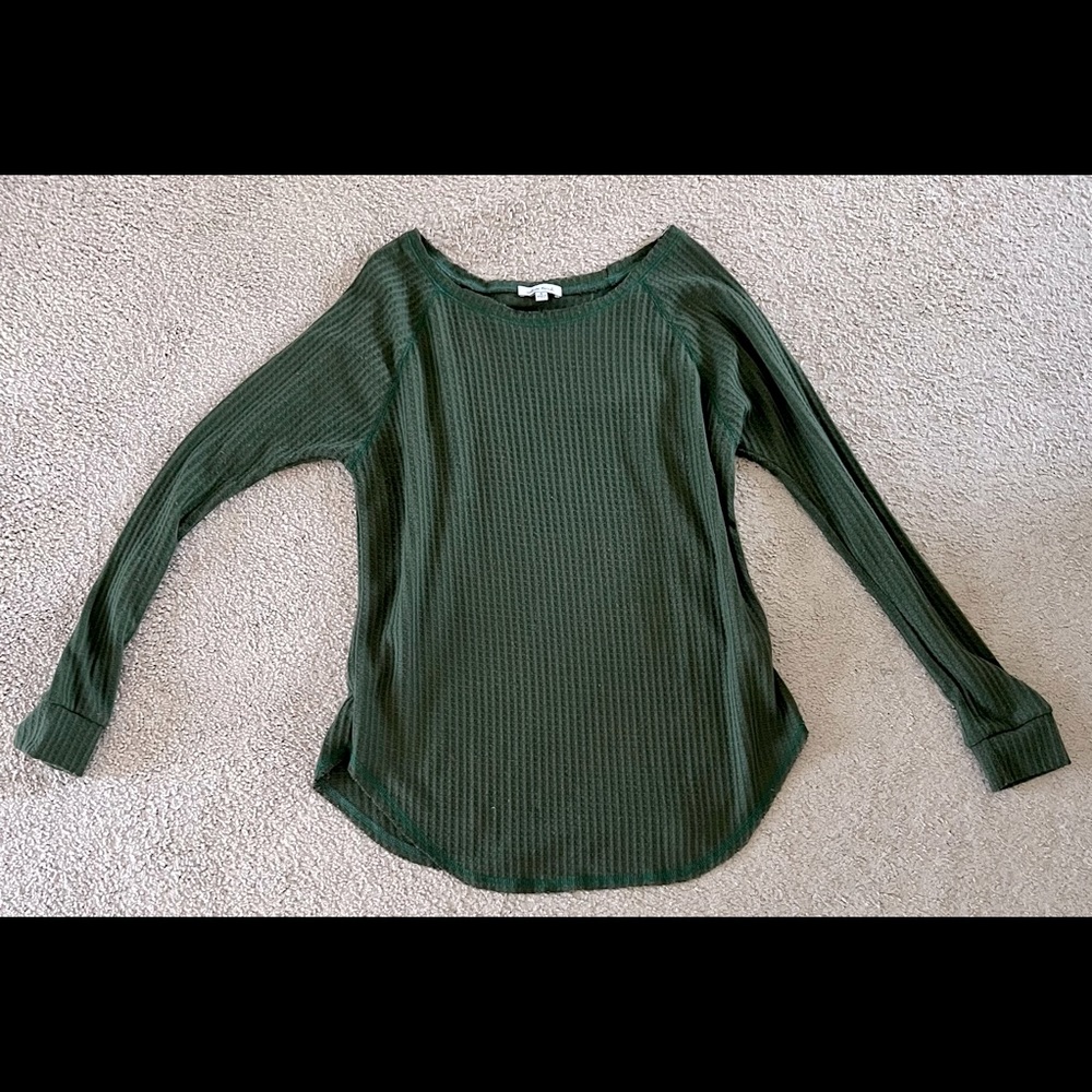 White birch waffle knit long sleeved top
